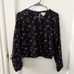 Boutique Floral Surplice Wrap Top S